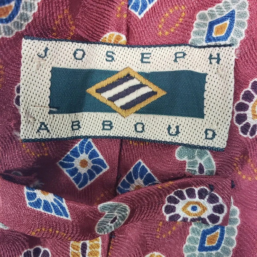 Joseph Abboud Mens Silk Paisley Medallion Tie OS Burgundy Blue